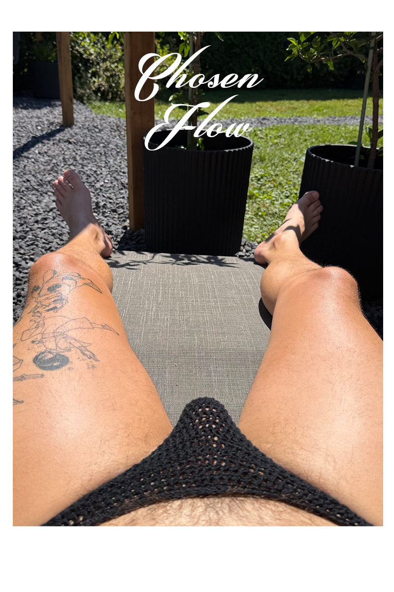 Chosen FLow｜Men’s Sexy Crochet Mesh Thong Underwear - One Size Vacation Beach Knit Briefs