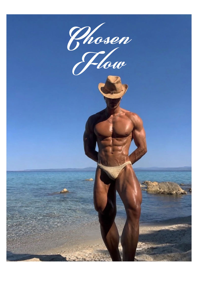 Chosen FLow｜Men’s Sexy Crochet Mesh Thong Underwear - One Size Vacation Beach Knit Briefs