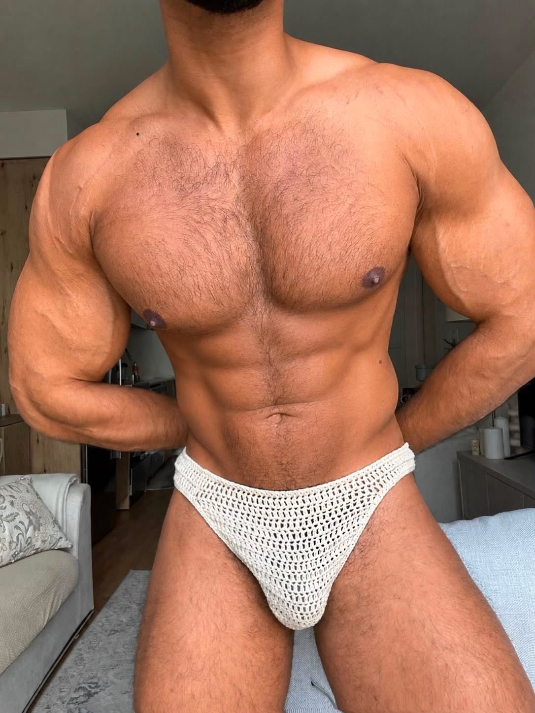 Erotic Knit Sexy Men's Crochet Mesh Thong - Sexy See-Through for Hot Beach Days & Vacation